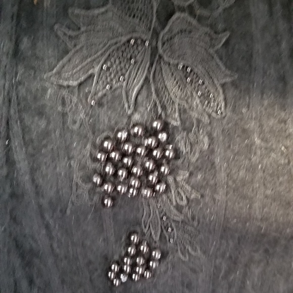 angora wool coat nylon lining with appliques - Picture 3 of 4